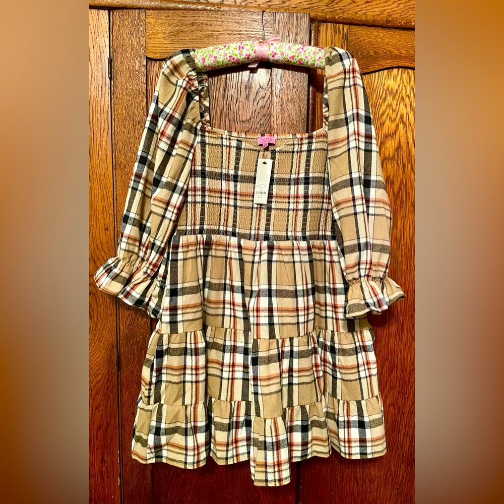 NWT Women’s plaid long sleeve mini dress Size XL